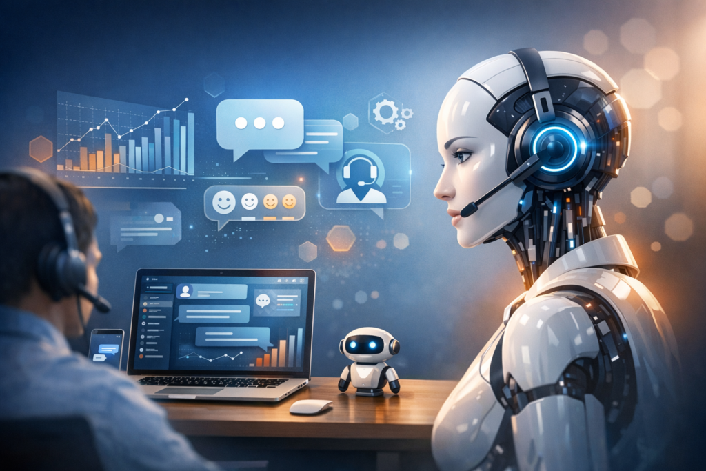 AI voice agent enhancing customer service for businesses, demonstrating how to improve customer service with AI