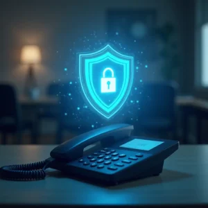 AI scam call filter blocking fraudulent phone calls for a small business