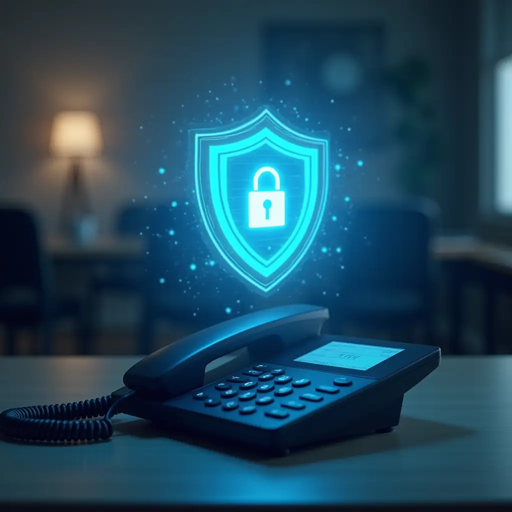 AI scam call filter blocking fraudulent phone calls for a small business