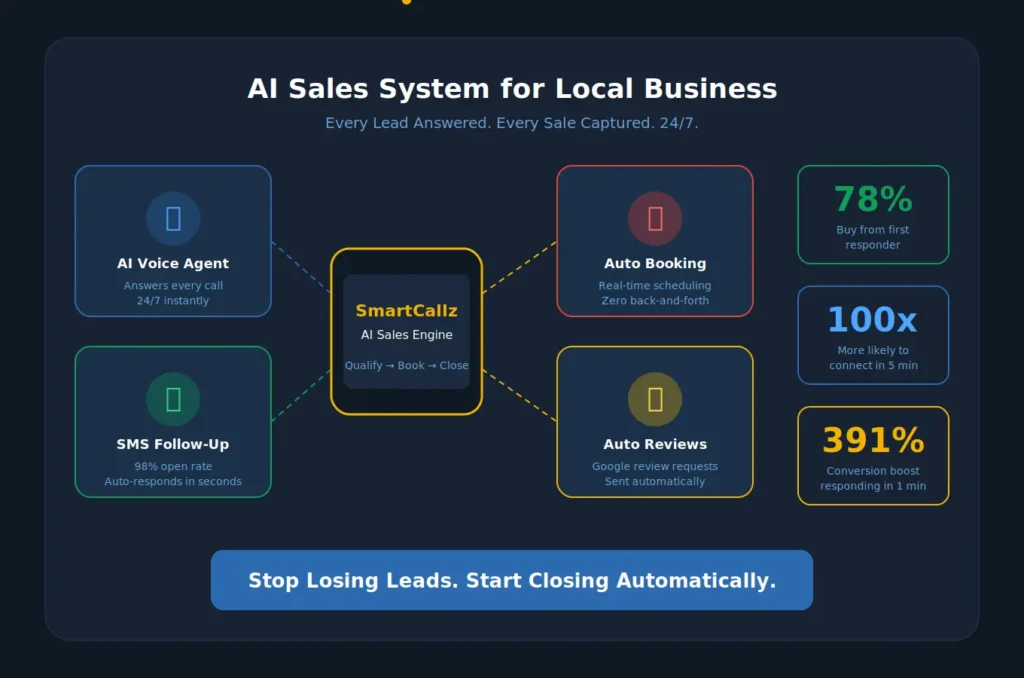 AI sales system for local business automating lead follow-up on a phone screen